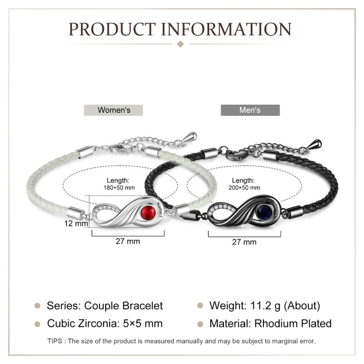 Rhodium Infinity Couple Bracelet