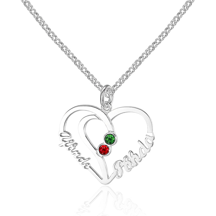 Custom Heart Birthstone Necklace