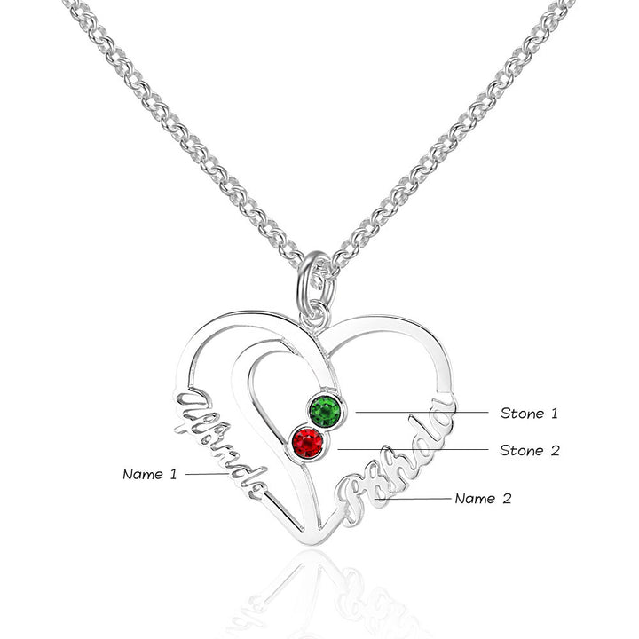 Custom Heart Birthstone Necklace