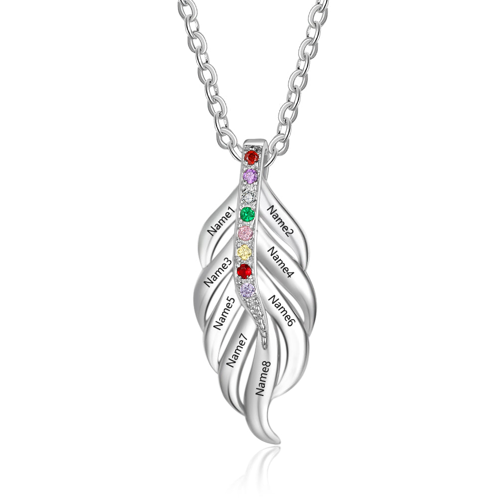 Leaf  Necklace with Birthstones