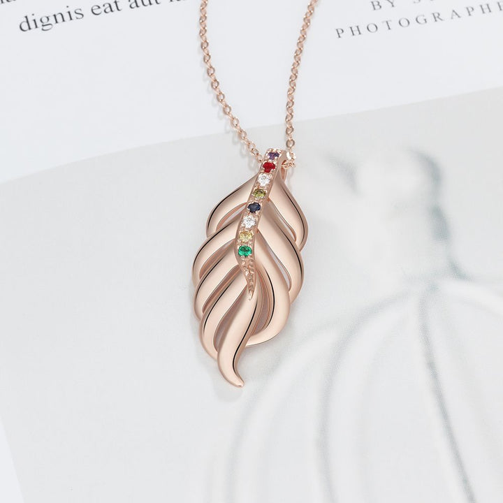 Leaf  Necklace with Birthstones