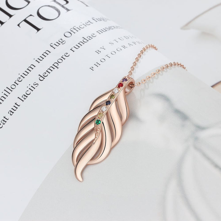 Leaf  Necklace with Birthstones