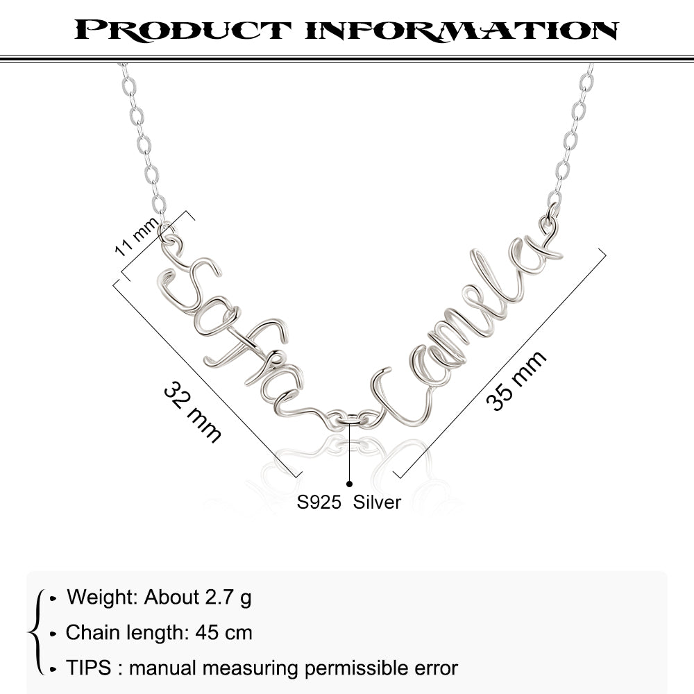 Silver Double Names Necklace