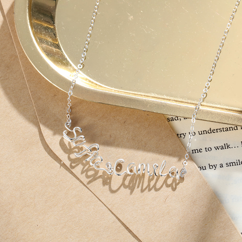 Silver Double Names Necklace