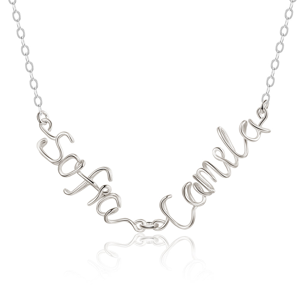 Silver Double Names Necklace