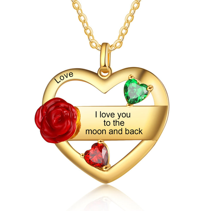 Rhodium Rose Heart Necklace