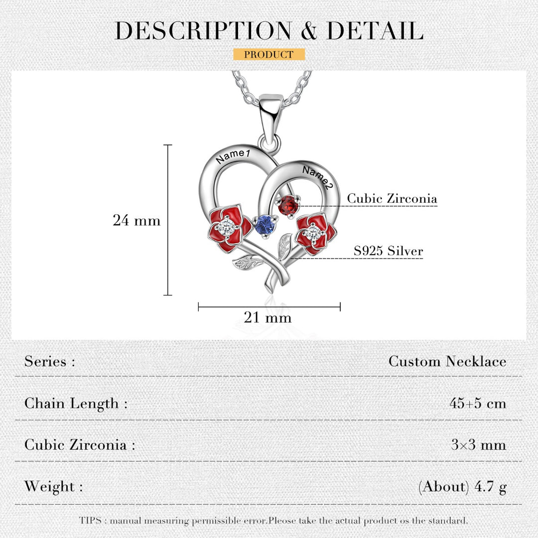 Silver Heart Flower Necklace