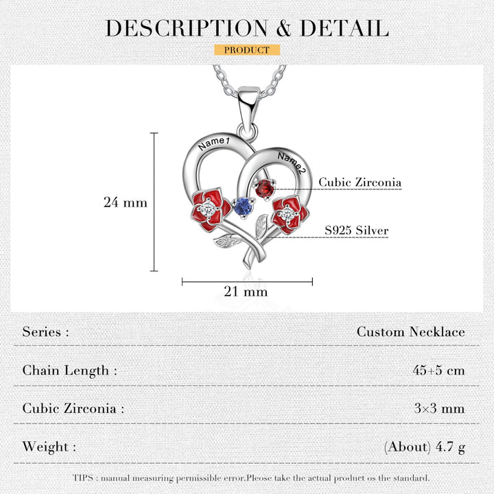 Silver Heart Flower Necklace