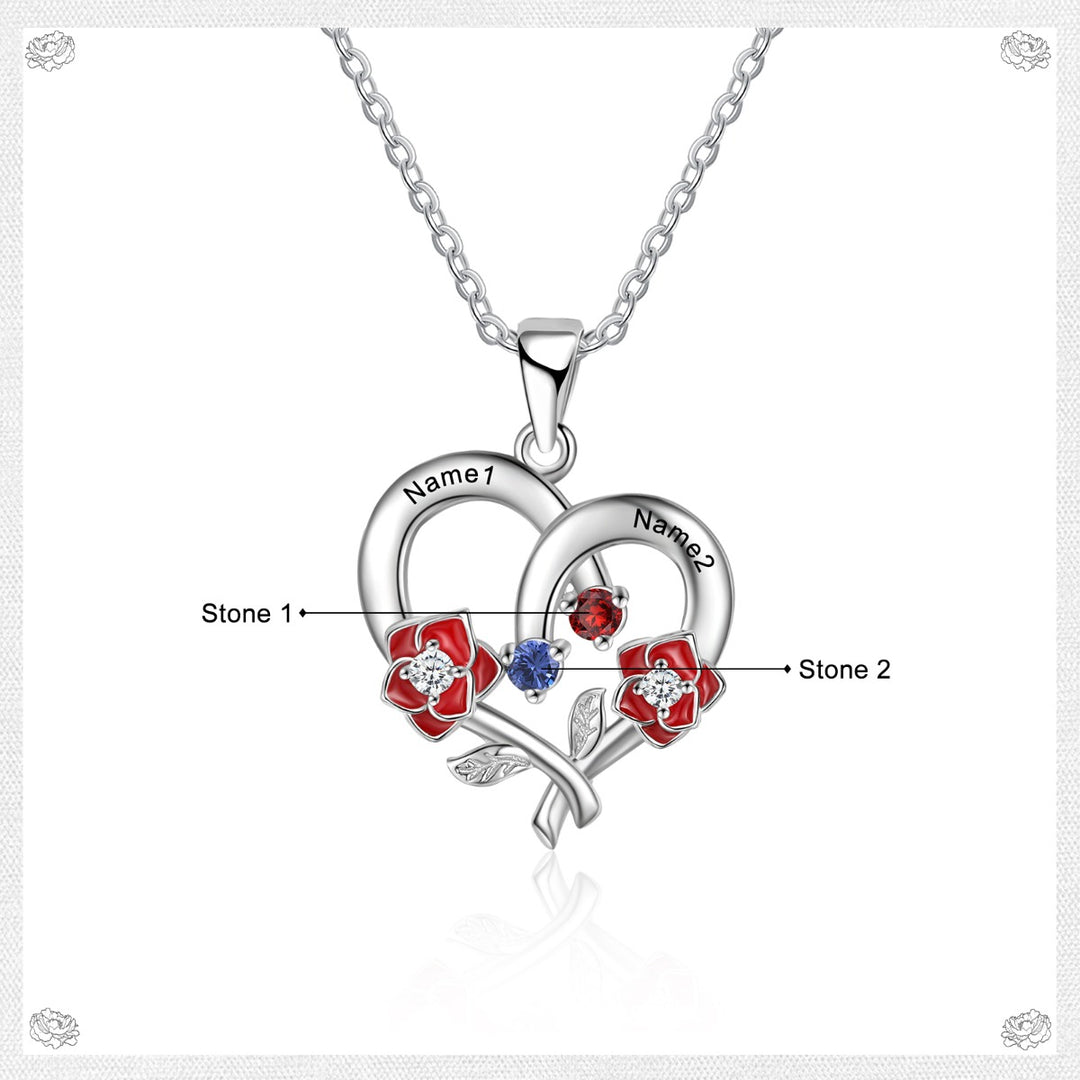 Silver Heart Flower Necklace