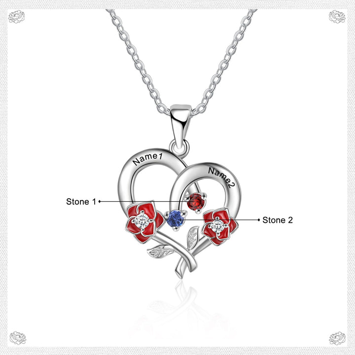 Silver Heart Flower Necklace