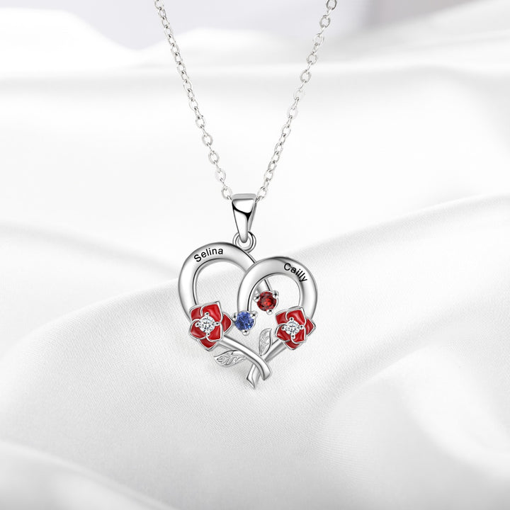 Silver Heart Flower Necklace