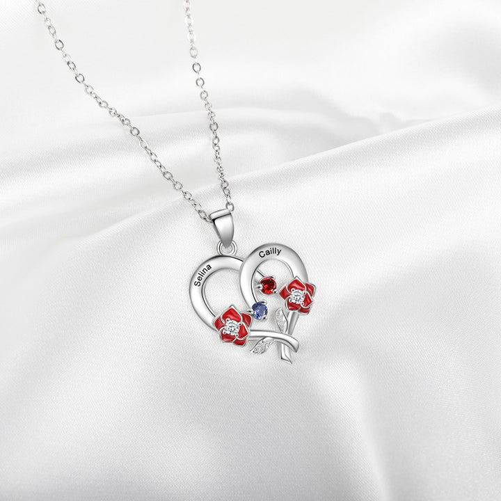 Silver Heart Flower Necklace