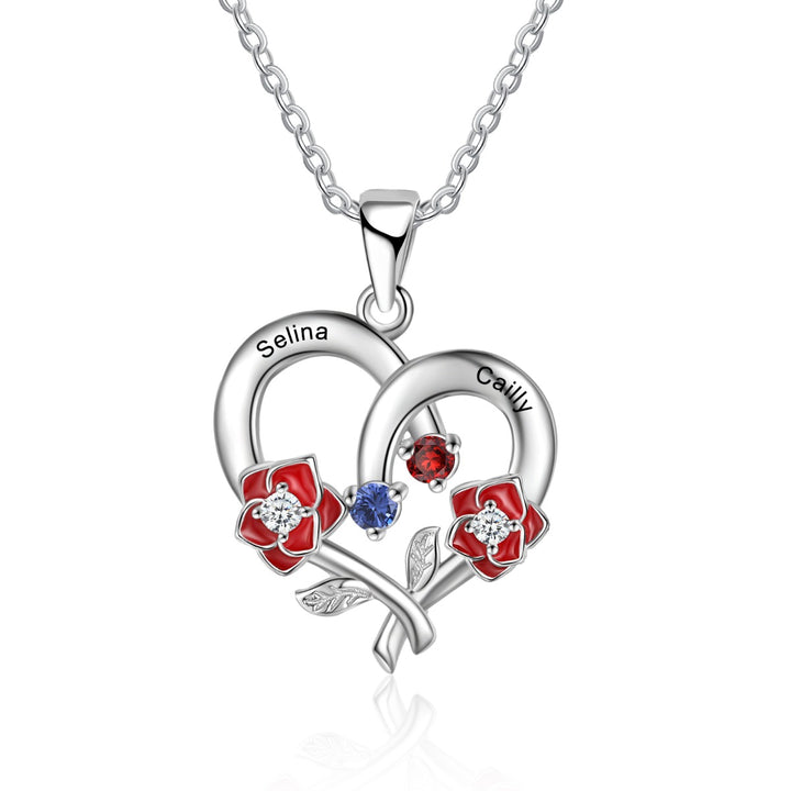 Silver Heart Flower Necklace