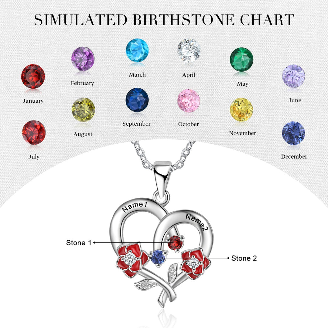 Silver Heart Flower Necklace