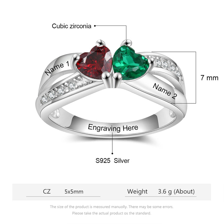 Birthstone & Engraved Silver Ring