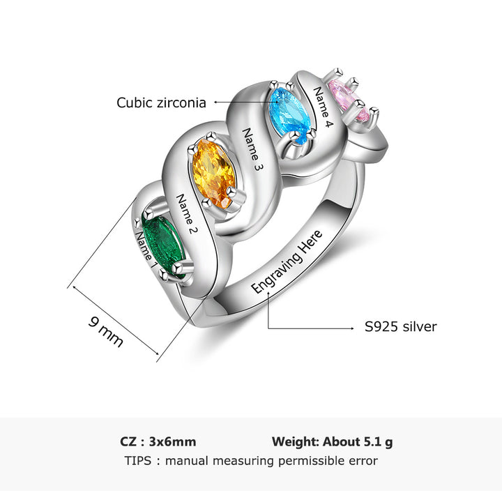 Silver Cubic Zirconia Name Rings