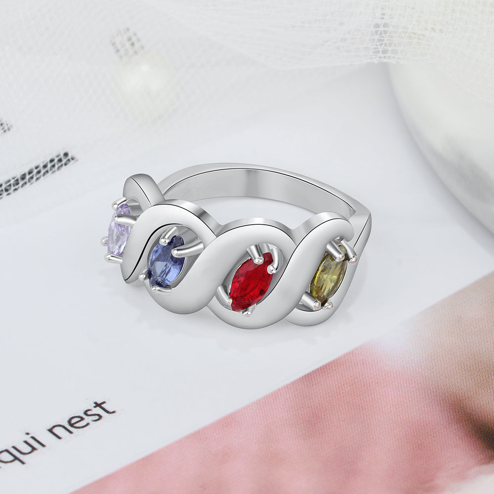 Silver Cubic Zirconia Name Rings