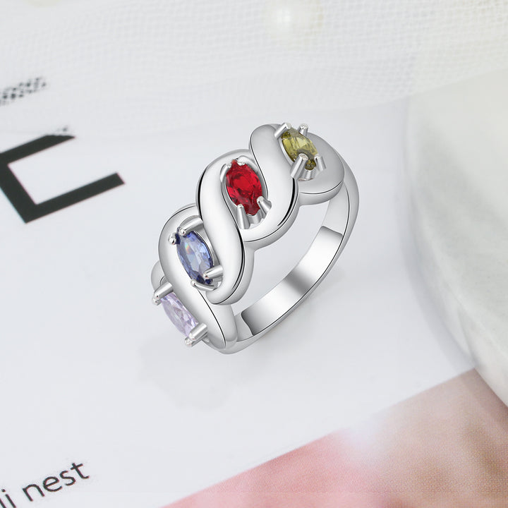 Silver Cubic Zirconia Name Rings