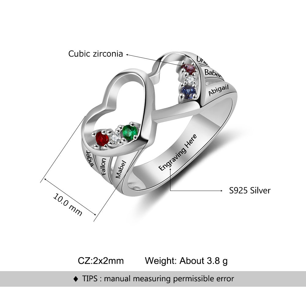 Heart  Rings with Birthstones