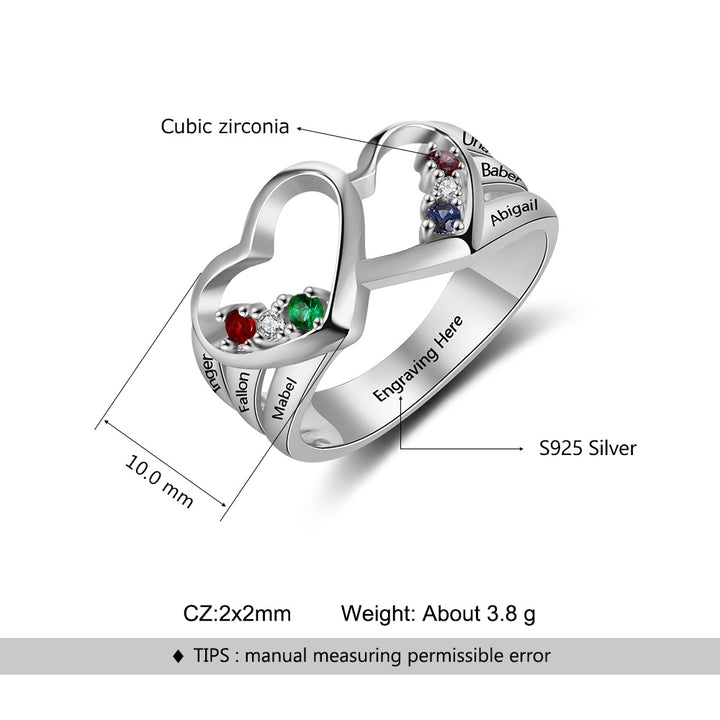 Heart  Rings with Birthstones