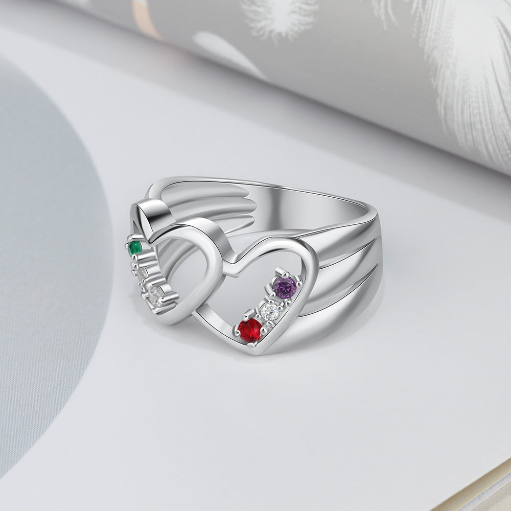 Heart  Rings with Birthstones