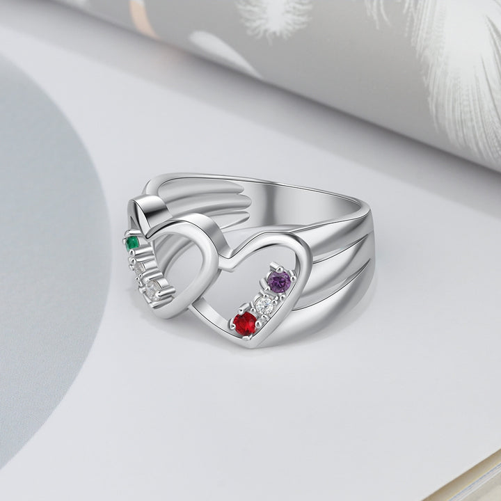 Heart  Rings with Birthstones