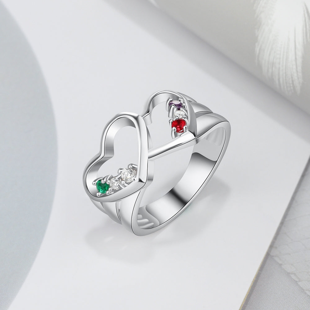Heart  Rings with Birthstones