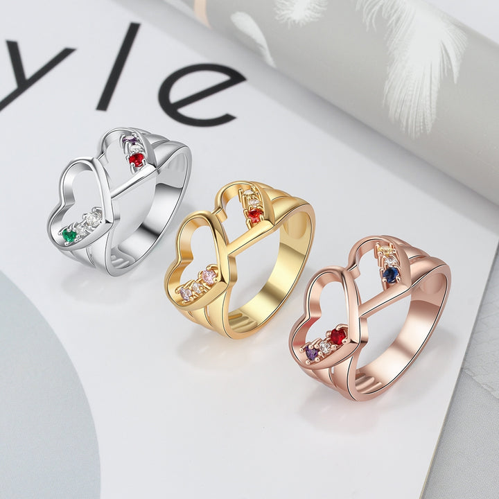 Heart  Rings with Birthstones