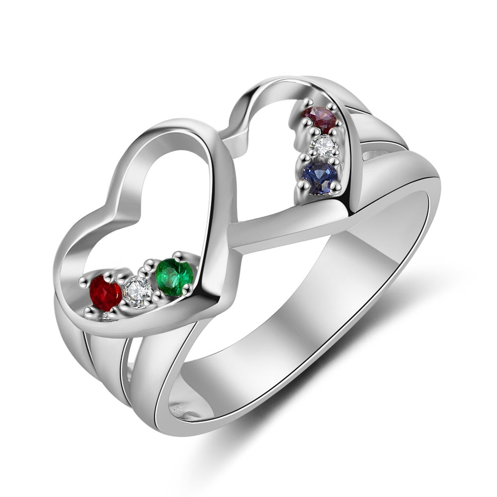 Heart  Rings with Birthstones