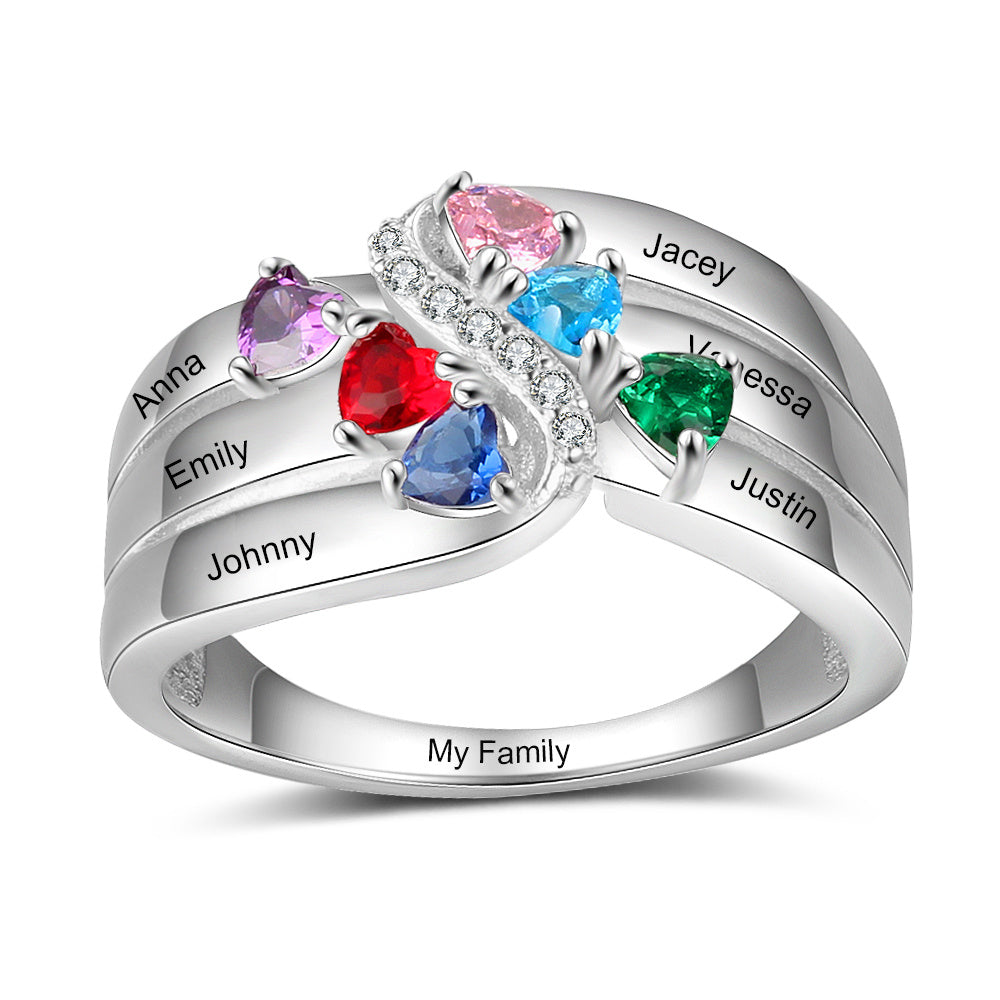Silver Personalized Names Ring