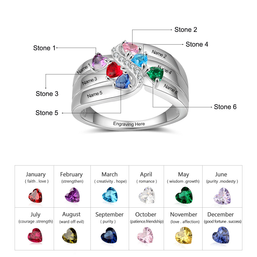 Silver Personalized Names Ring